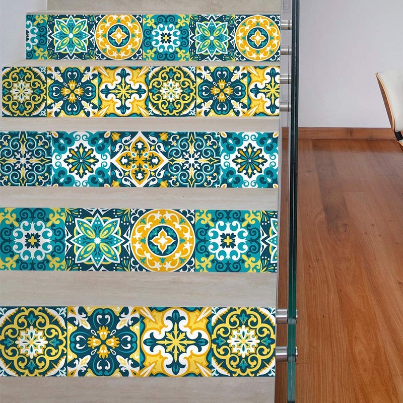 Jacklove 25 PCS Moroccan Style Tile Sticker, 4x4 Inch(10x10cm) Traditional DIY Murals, Tile Waterproof Oil Proof Removable Decals for Bathroom & Kitchen Backsplash (TS-212) - Image 5